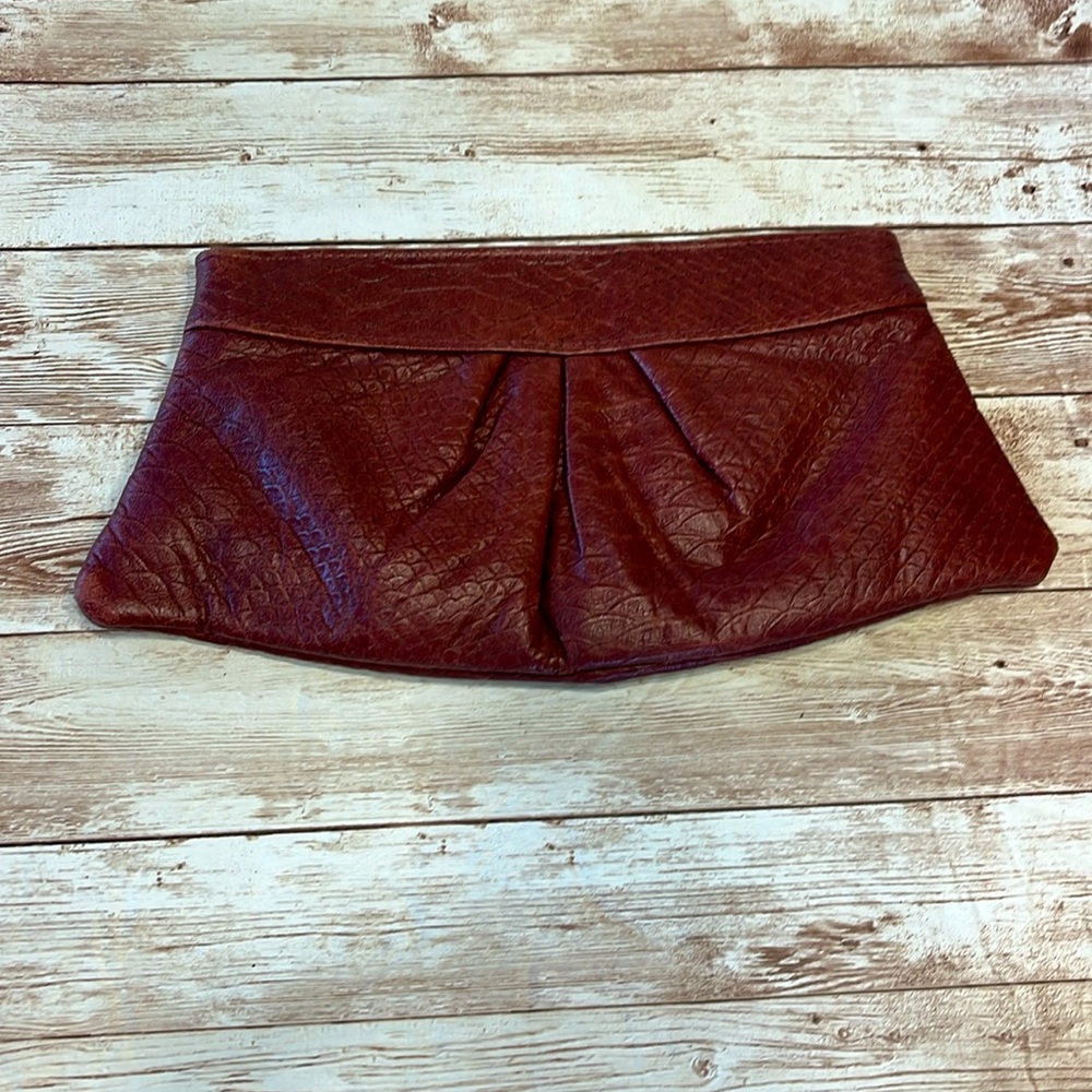 Lauren Merkin Brown Snake Patterned Clutch